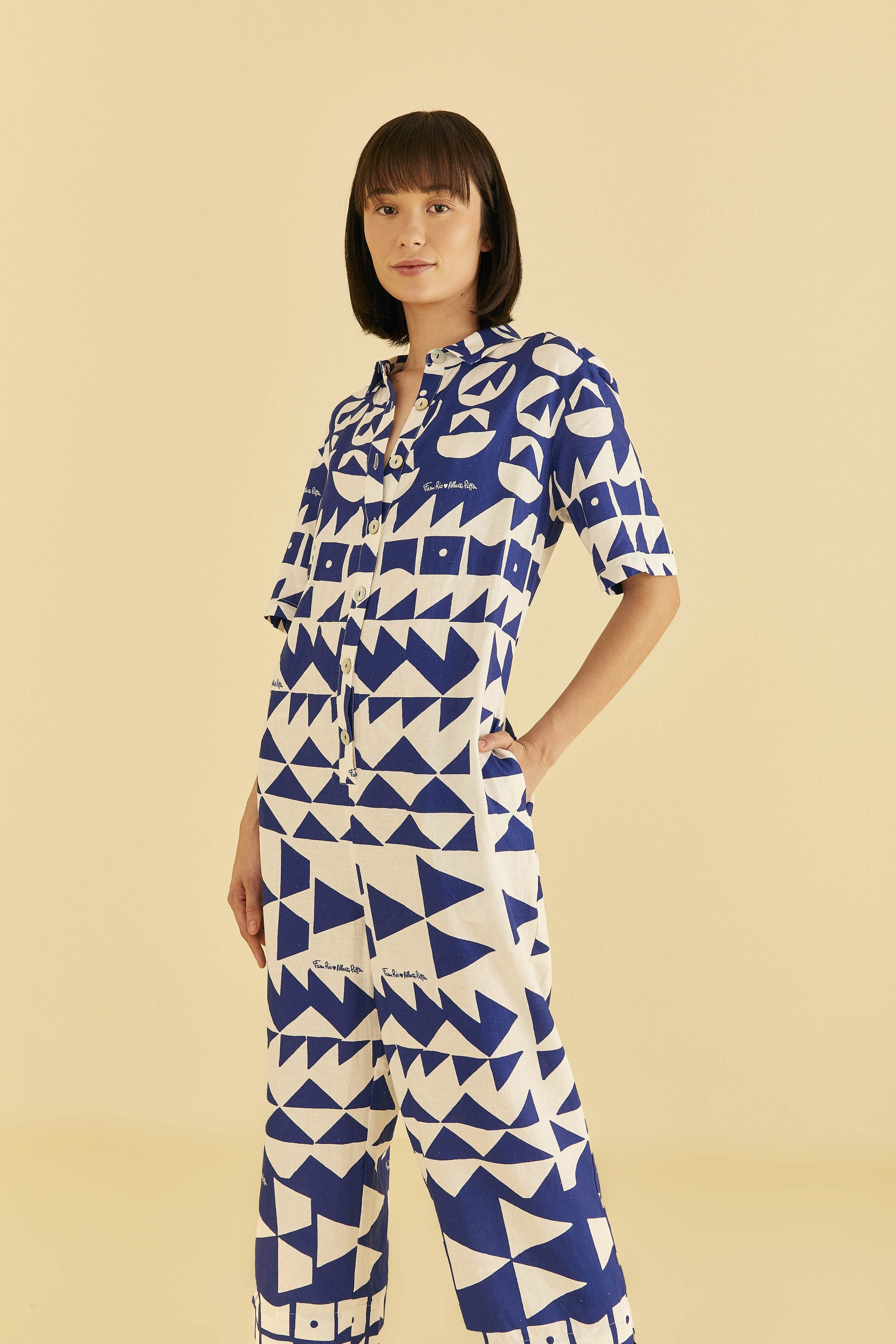 Off-White Pitta Tiles Jumpsuit sold by FARM Rio product image thumbnail 2