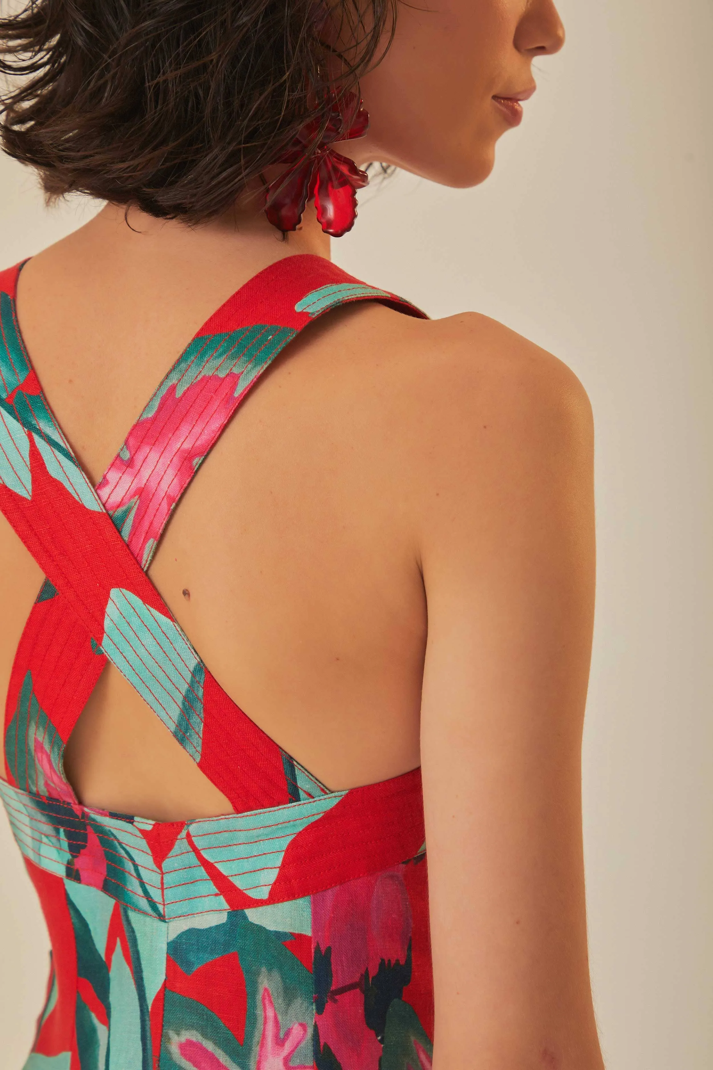 Red Summer Foliage Mini Dress sold by FARM Rio product image thumbnail 5