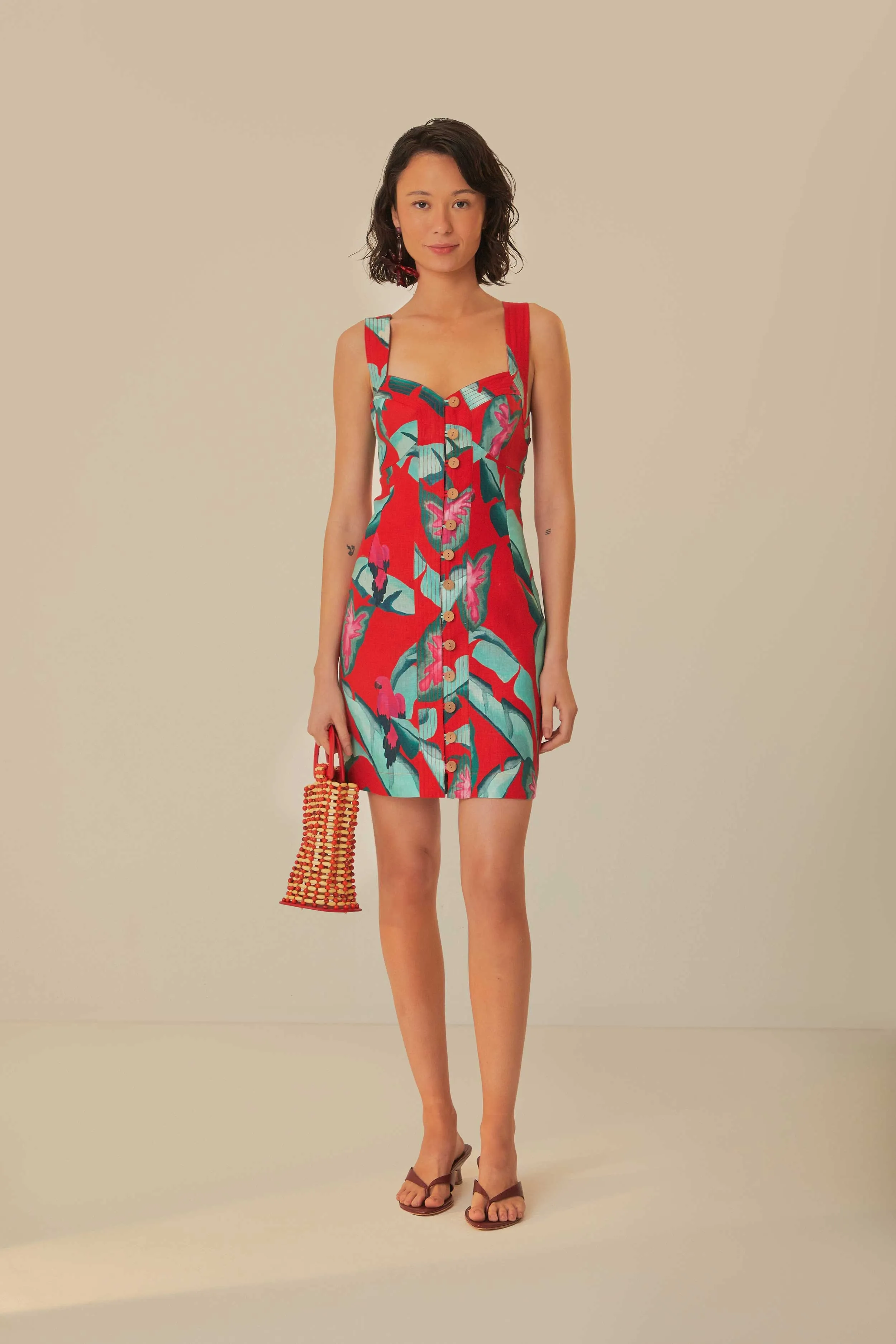 Red Summer Foliage Mini Dress sold by FARM Rio product image thumbnail 2