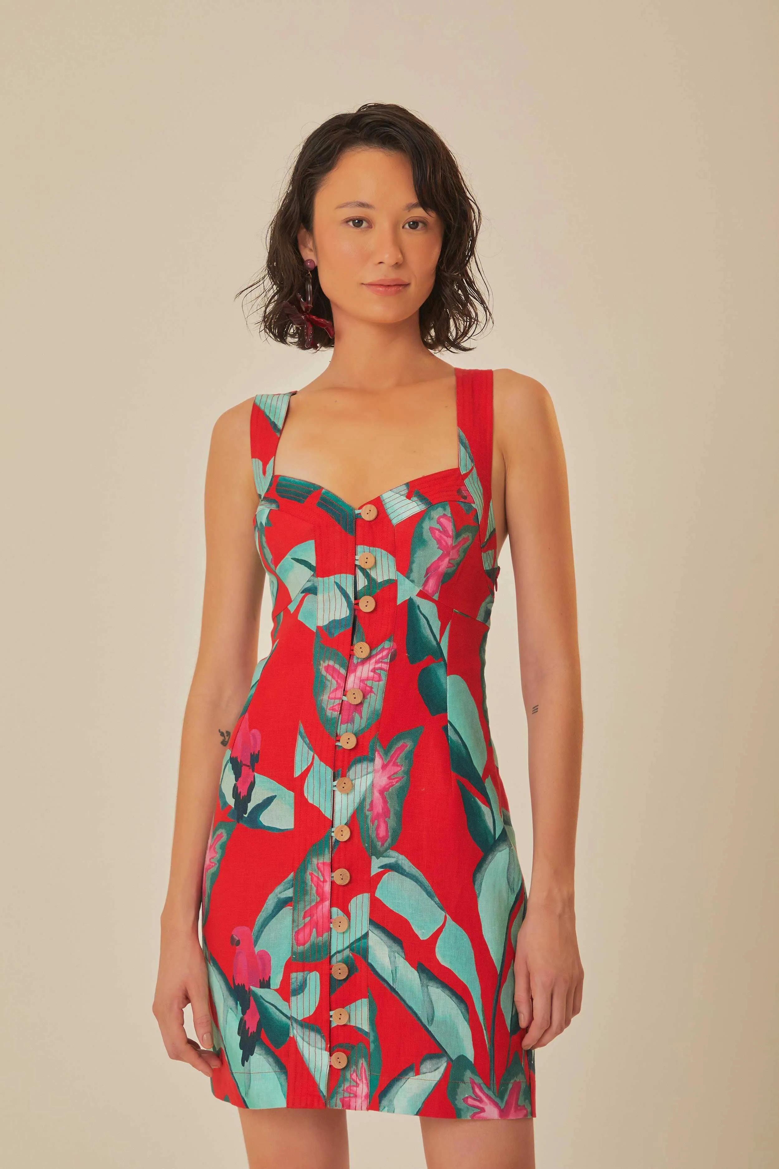 Red Summer Foliage Mini Dress sold by FARM Rio