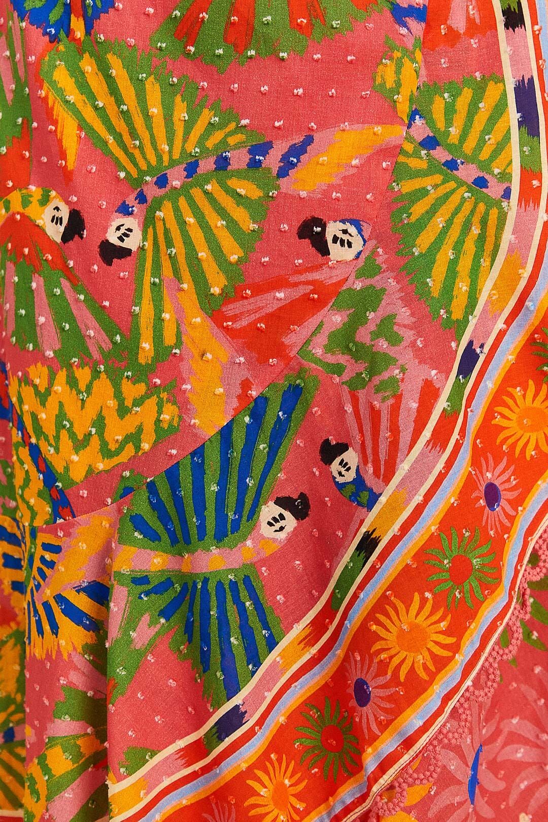 Coral Mixed Graphic Macaws Midi Skirt sold by FARM Rio product image thumbnail 5