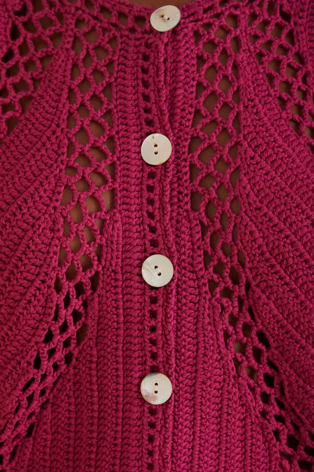 Pink Flower Draw Crochet Cardigan sold by FARM Rio product image thumbnail 4