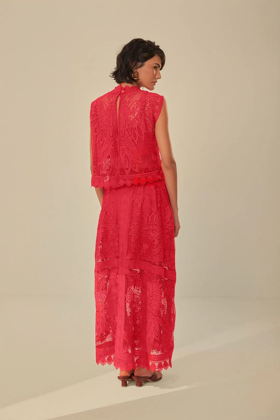 Red Toucan Guipure Midi Skirt sold by FARM Rio product image thumbnail 3