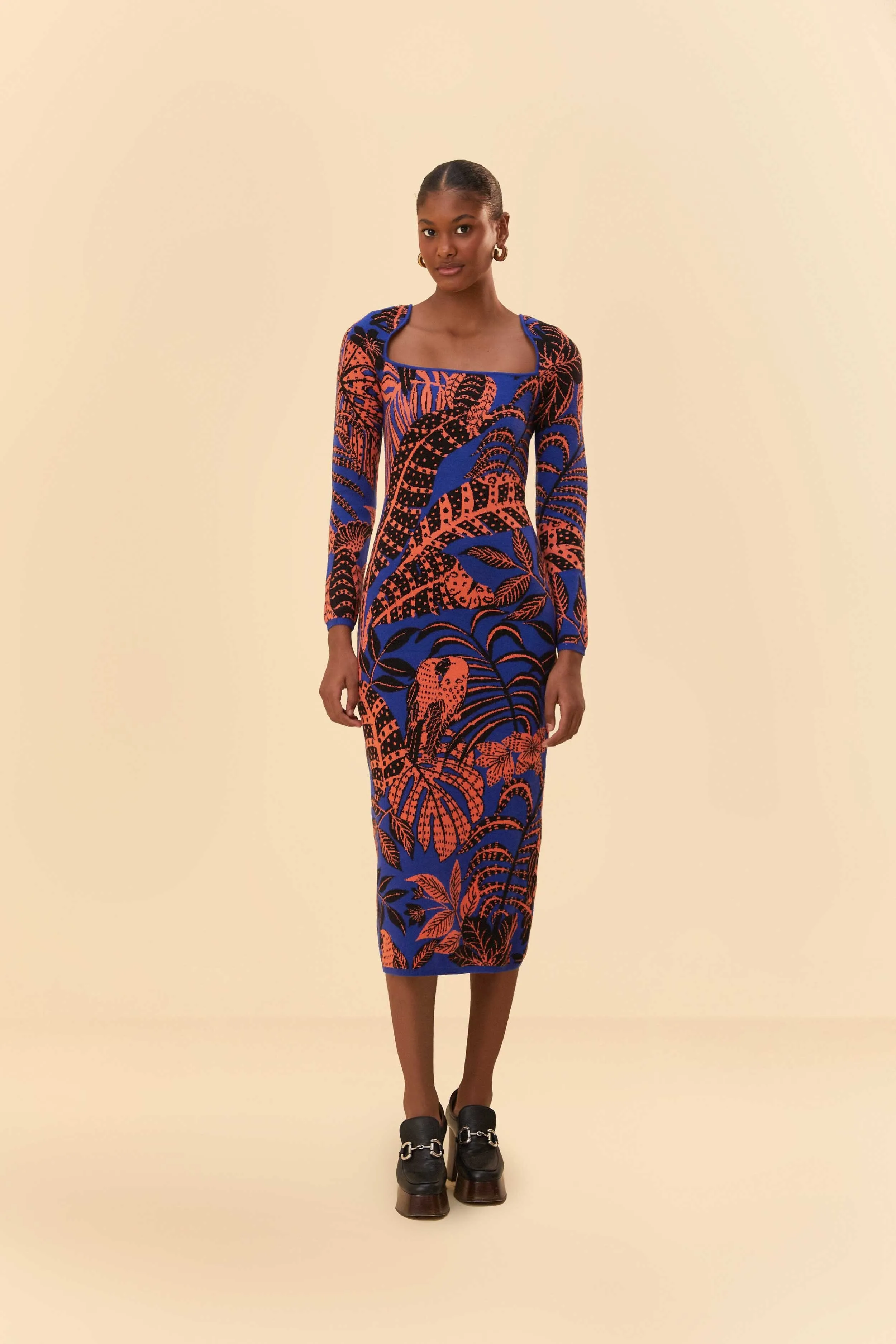Blue Tropical Gold Long Sleeve Dress sold by FARM Rio