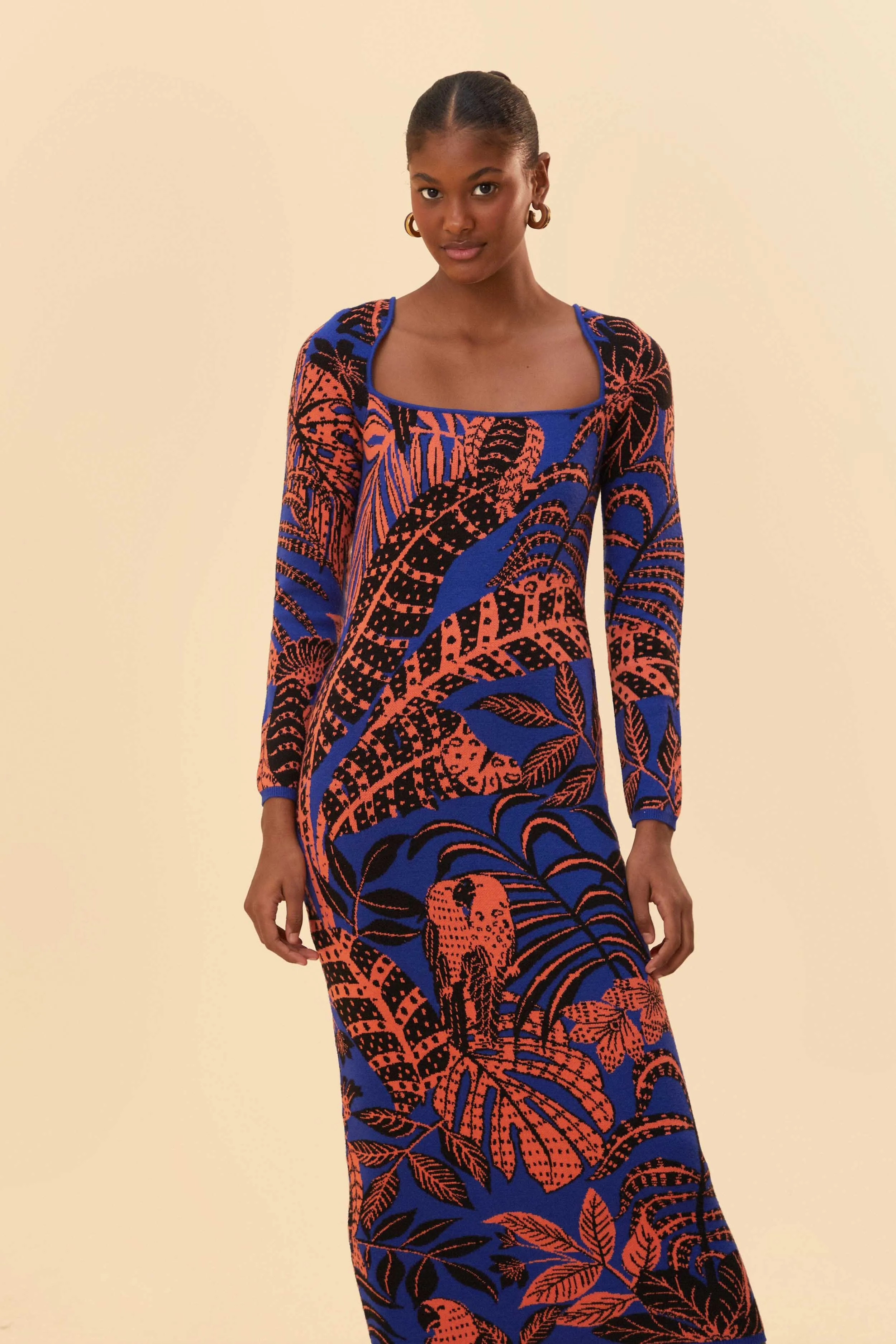 Blue Tropical Gold Long Sleeve Dress sold by FARM Rio product image thumbnail 2