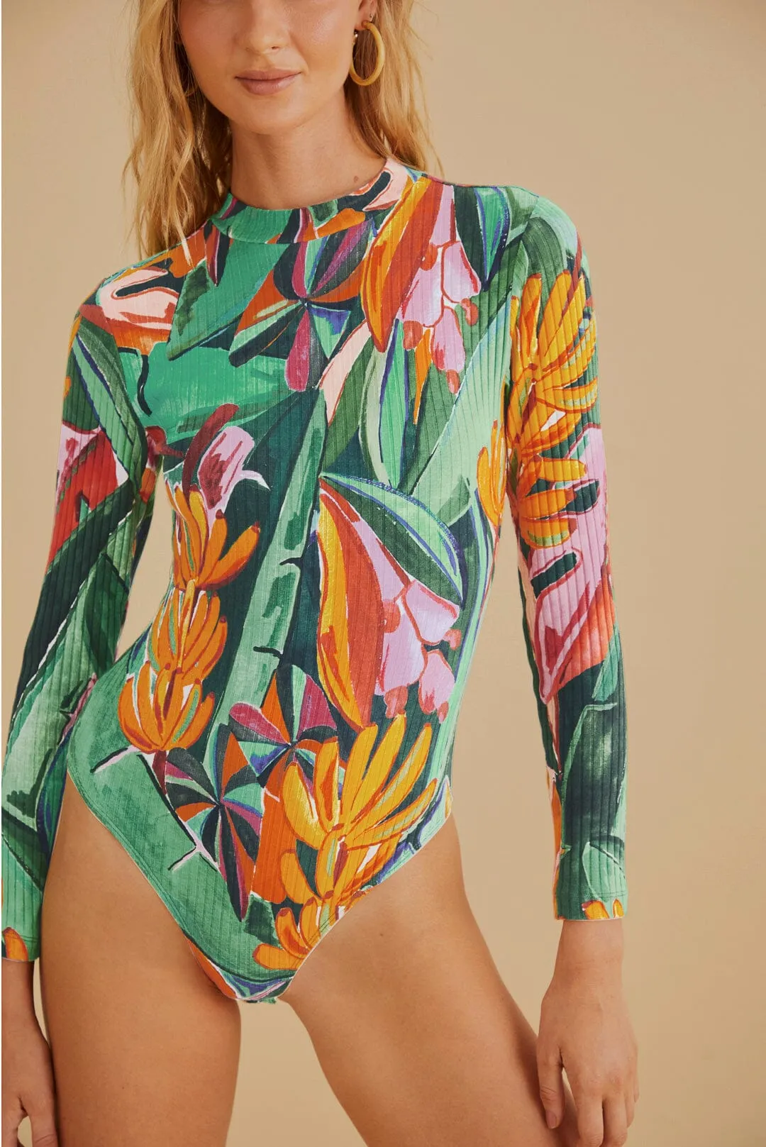 Multicolor Banana Foliage Organic Cotton Bodysuit sold by FARM Rio product image thumbnail 4