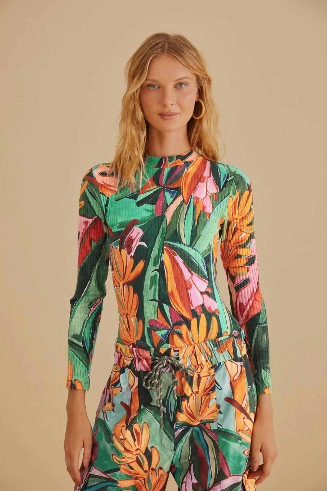 Multicolor Banana Foliage Organic Cotton Bodysuit sold by FARM Rio