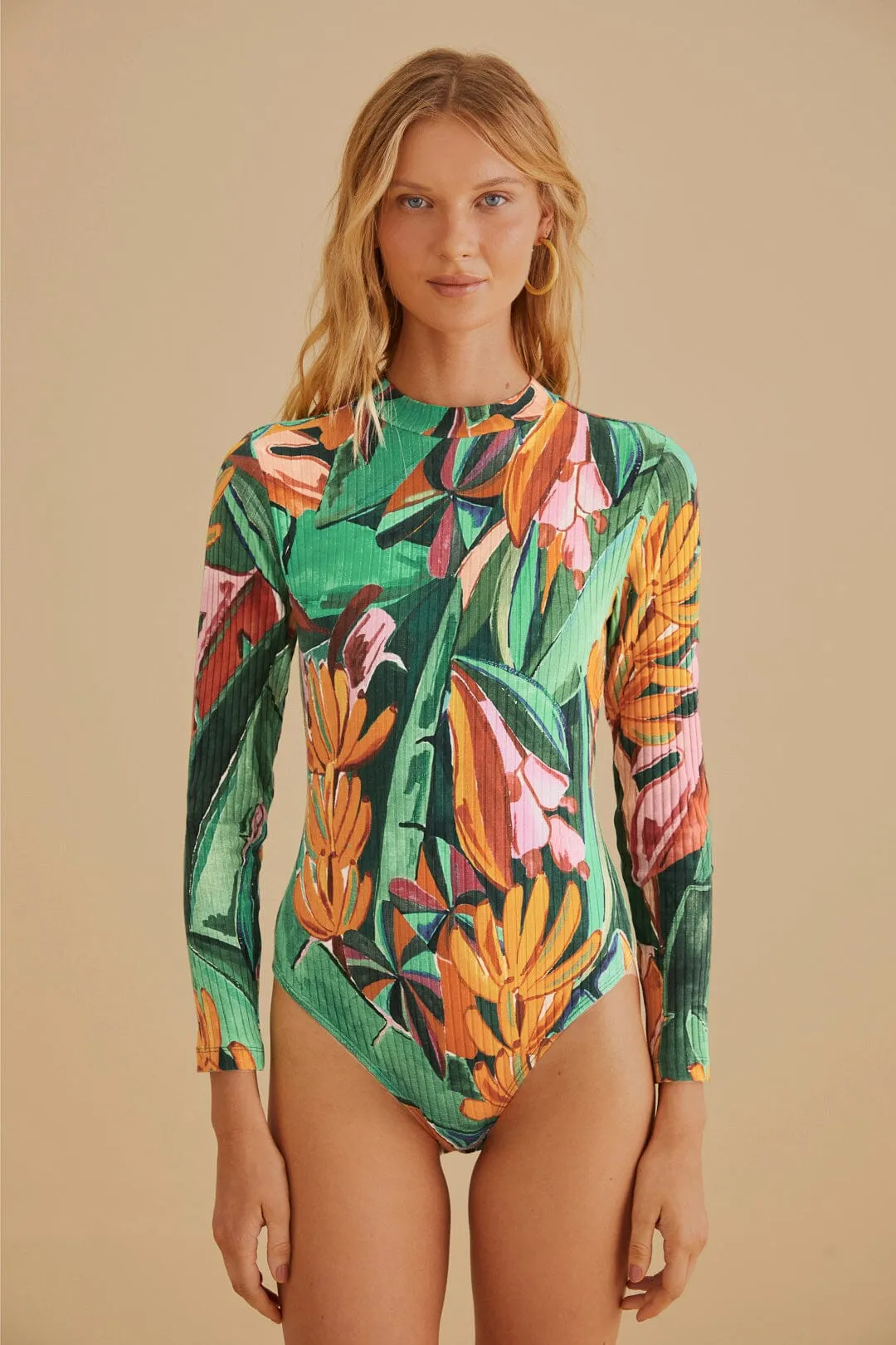Multicolor Banana Foliage Organic Cotton Bodysuit sold by FARM Rio product image thumbnail 3