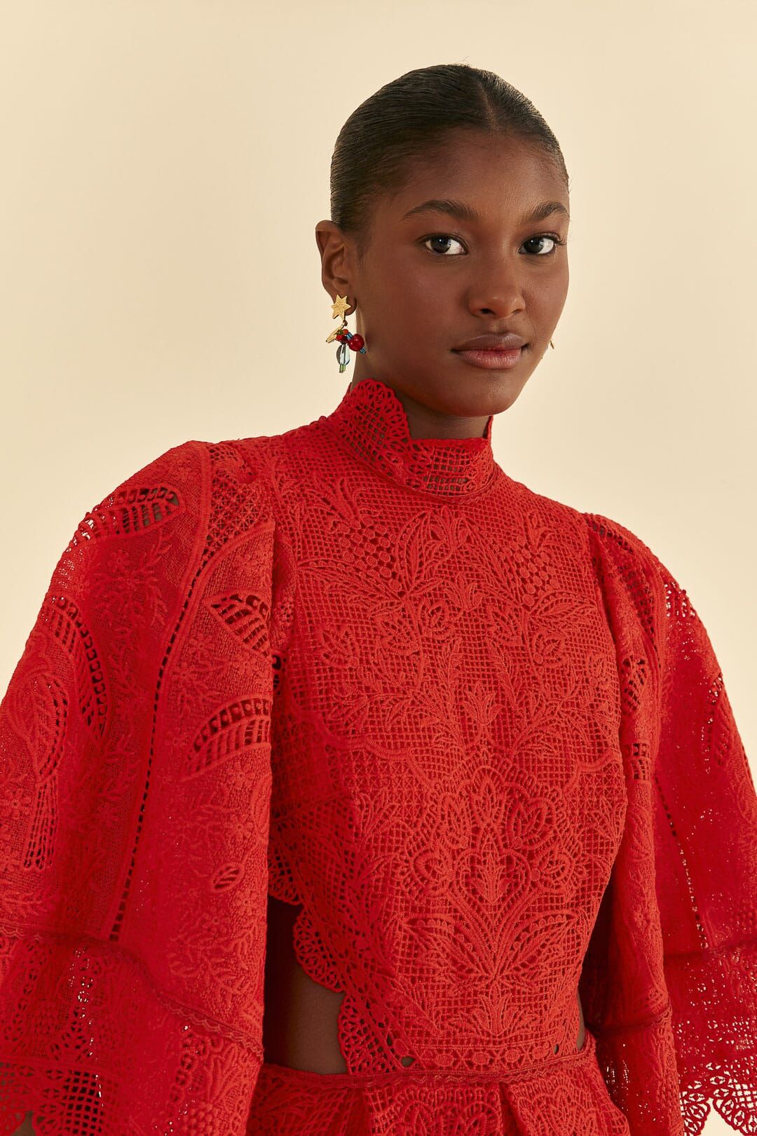 Red Guipure Cut Out Midi Dress sold by FARM Rio product image thumbnail 4