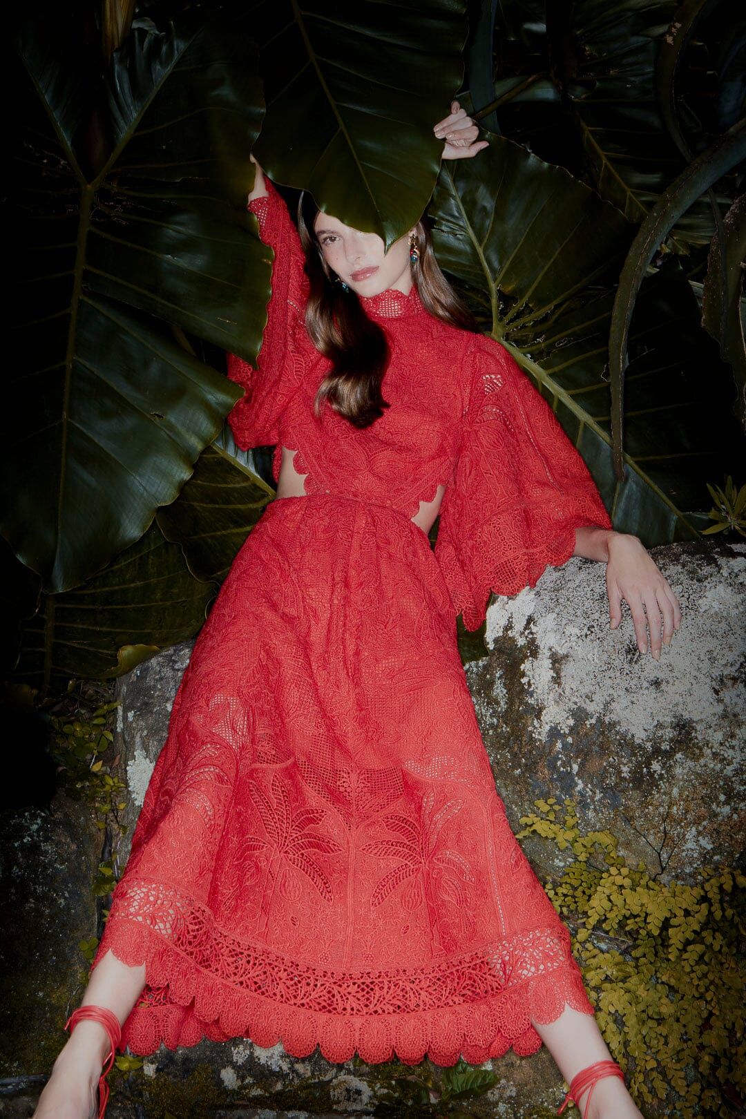 Red Guipure Cut Out Midi Dress sold by FARM Rio product image thumbnail 2