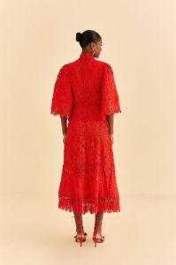 Red Guipure Cut Out Midi Dress sold by FARM Rio