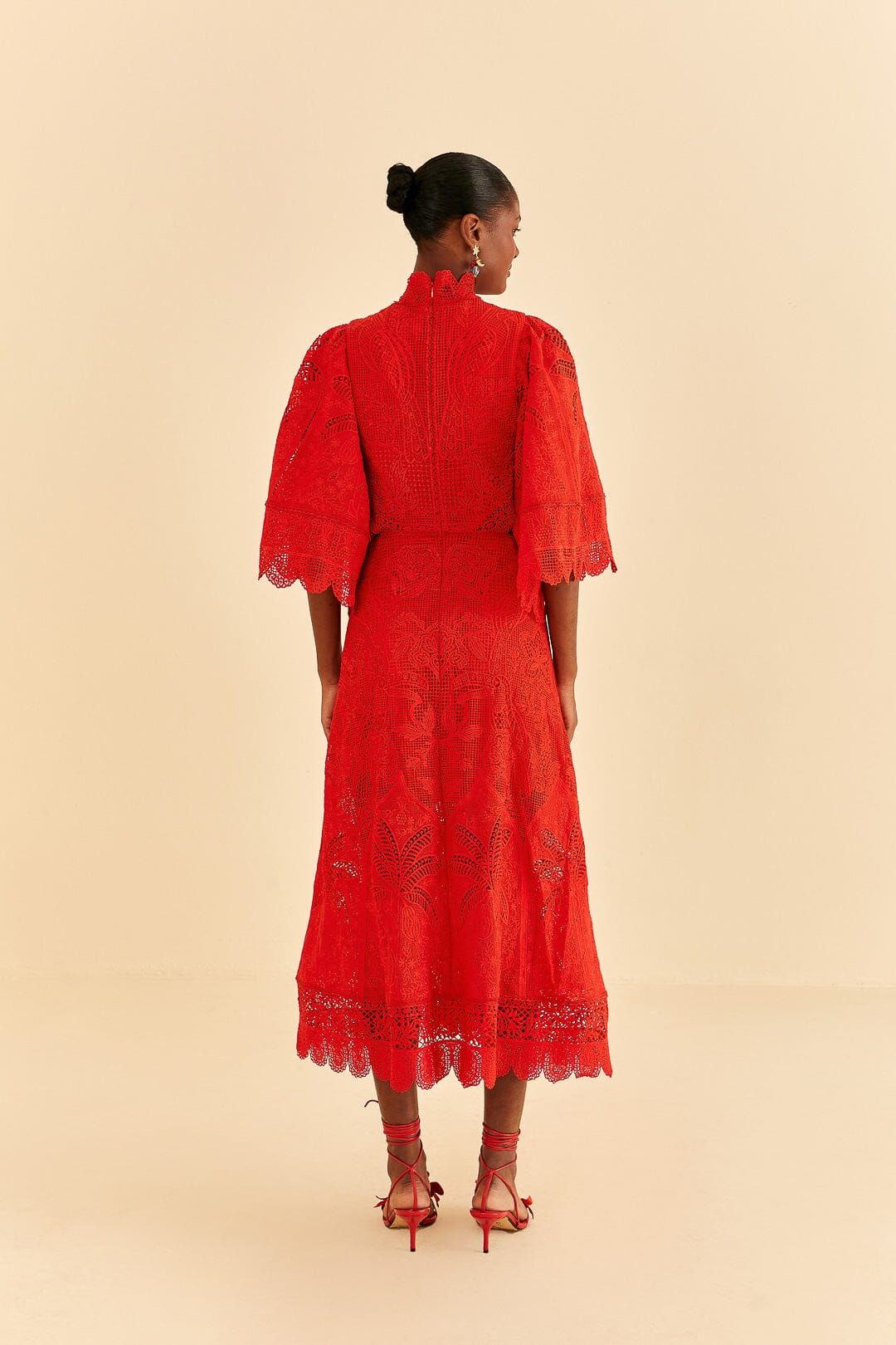 Red Guipure Cut Out Midi Dress sold by FARM Rio product image thumbnail 5