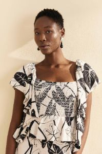 Off-White Graphic Leaves Midi Dress sold by FARM Rio