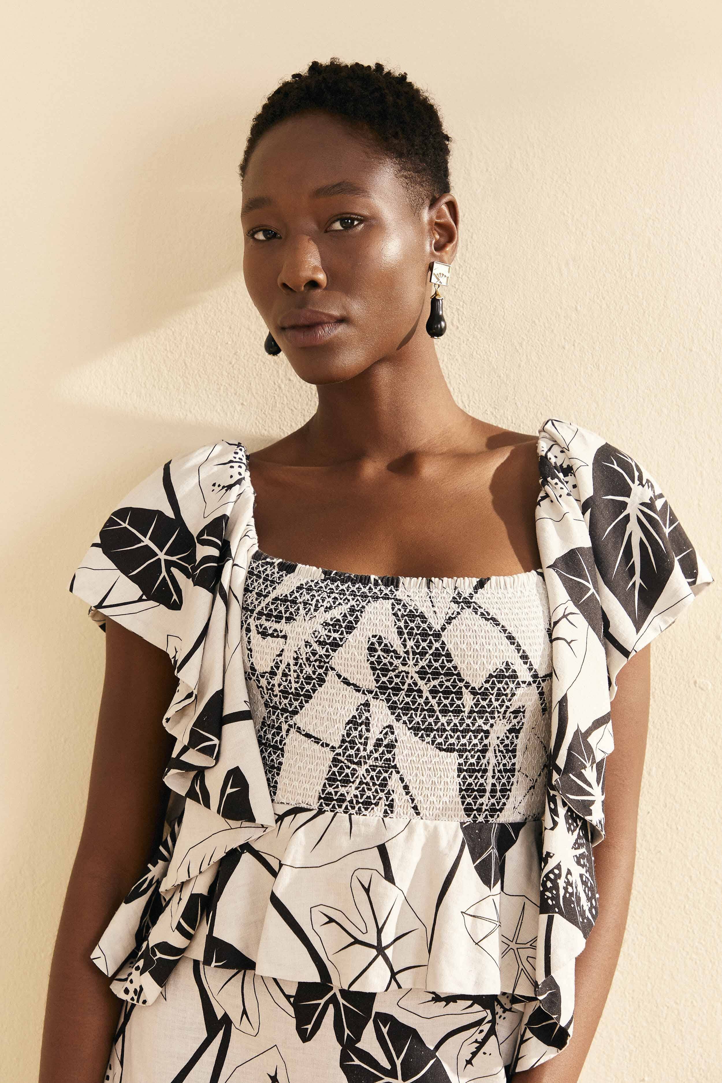 Off-White Graphic Leaves Midi Dress sold by FARM Rio product image thumbnail 3