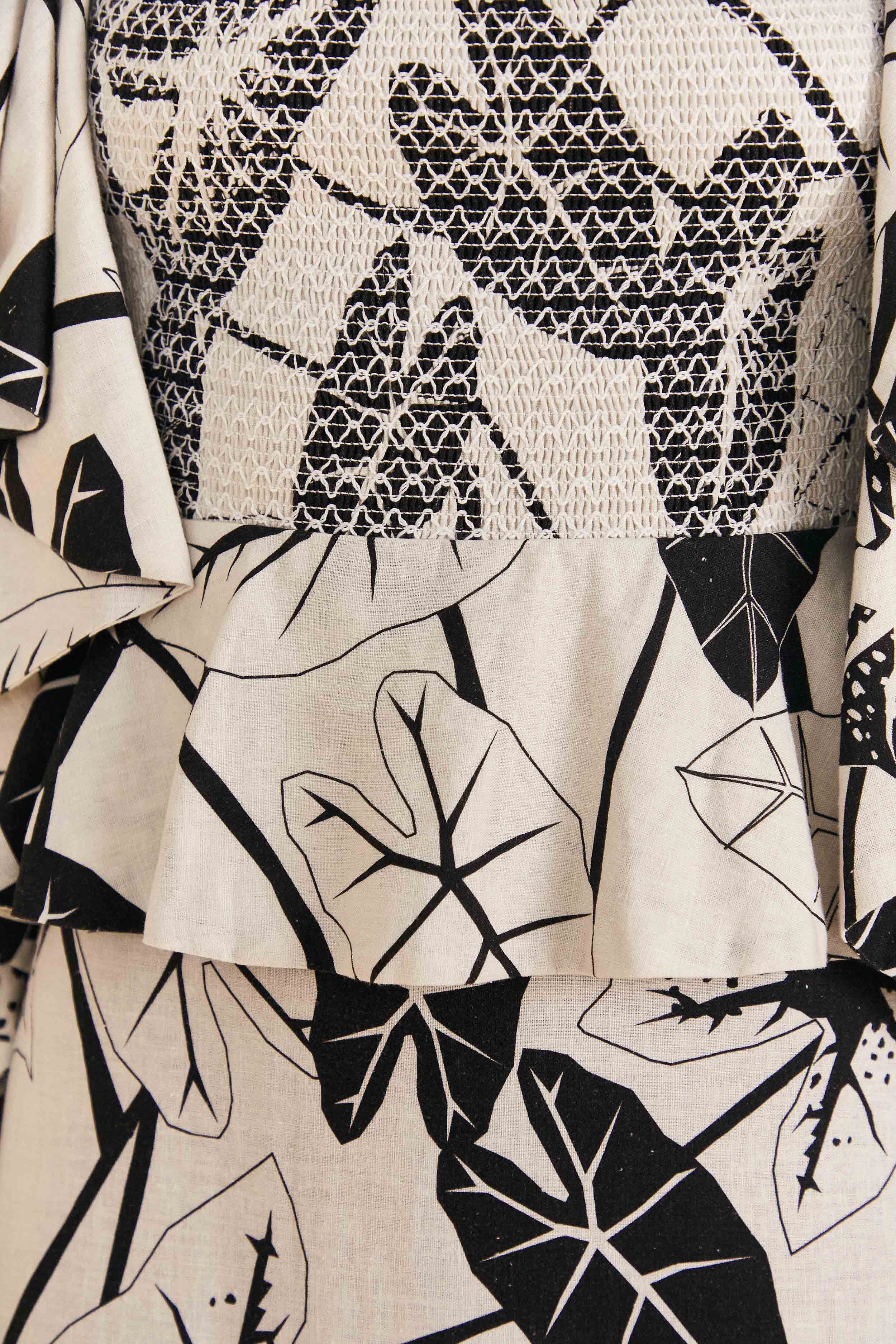 Off-White Graphic Leaves Midi Dress sold by FARM Rio product image thumbnail 5
