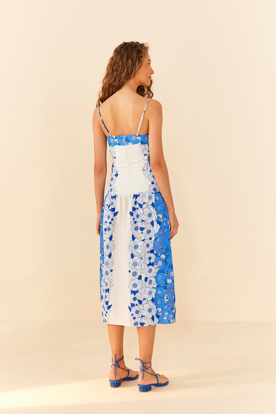 Blue Flower Stripes Midi Dress sold by FARM Rio product image thumbnail 3