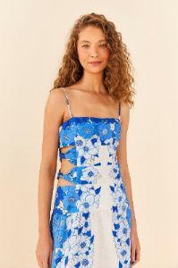 Blue Flower Stripes Midi Dress sold by FARM Rio