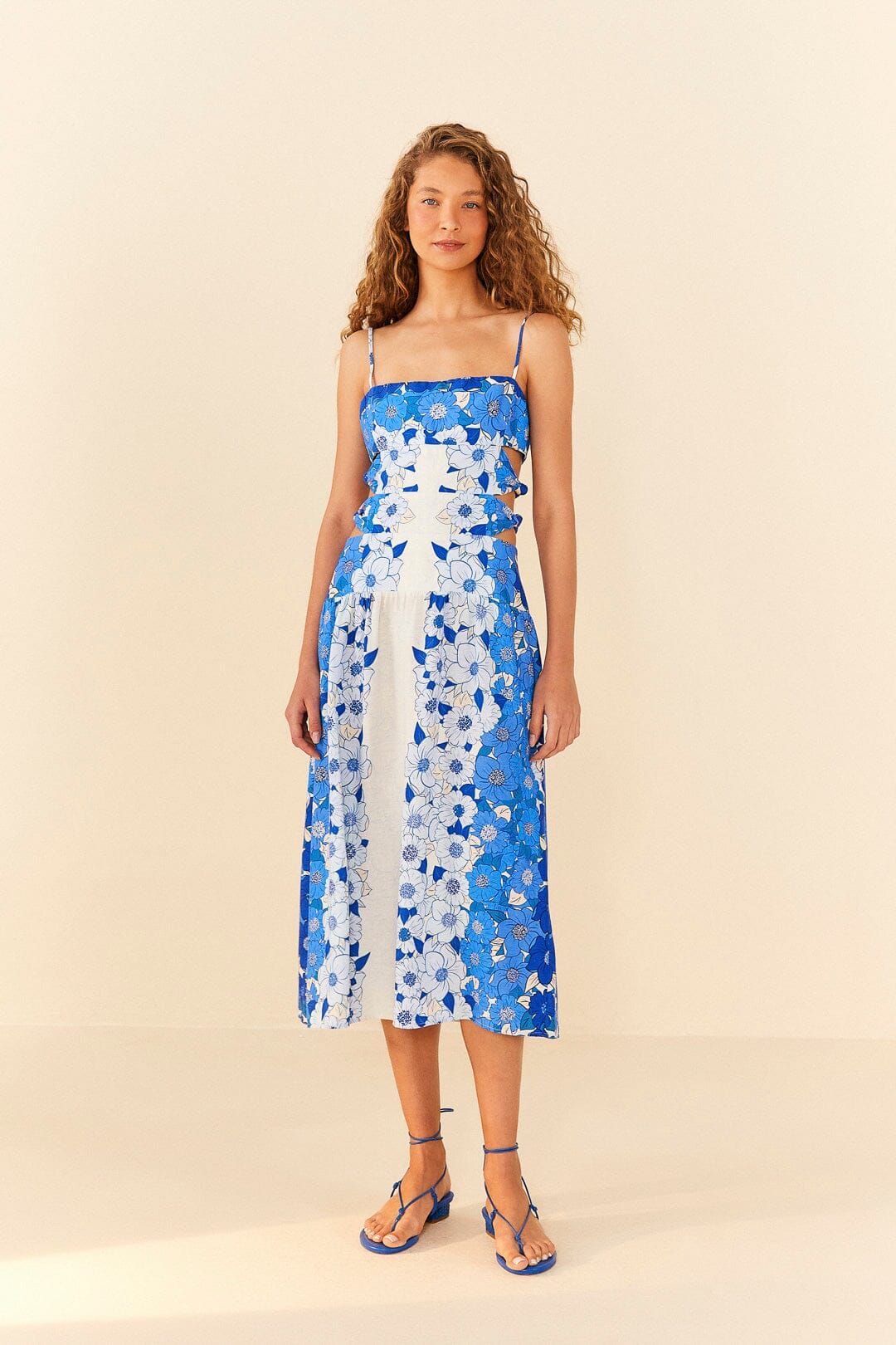 Blue Flower Stripes Midi Dress sold by FARM Rio product image thumbnail 4