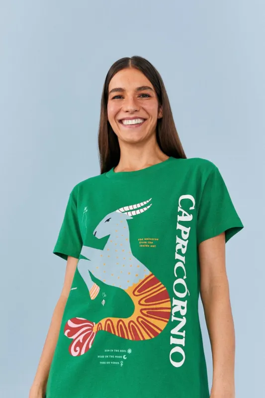 Capricorn Zodiac Organic Cotton T-Shirt sold by FARM Rio