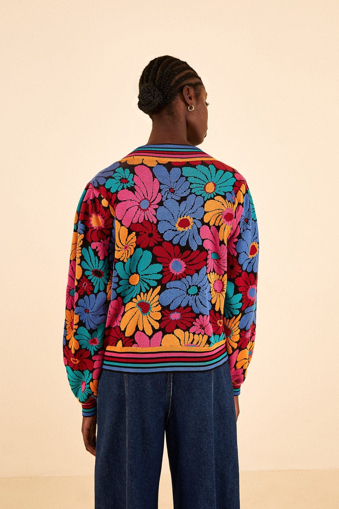 Black Sunny Daisies Knit Cardigan sold by FARM Rio product image thumbnail 4