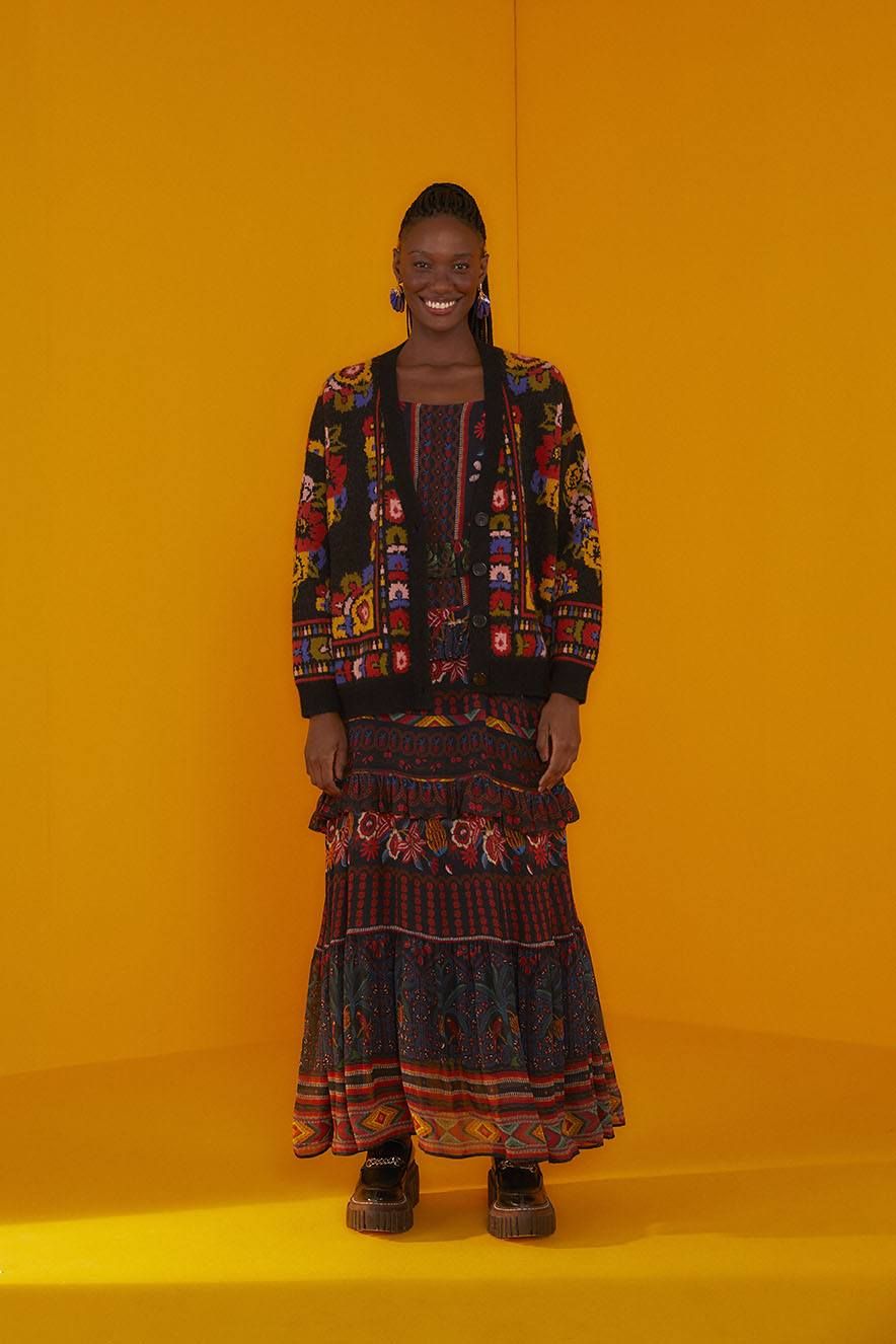 Black Flowers Tapestry Cardigan sold by FARM Rio product image thumbnail 3