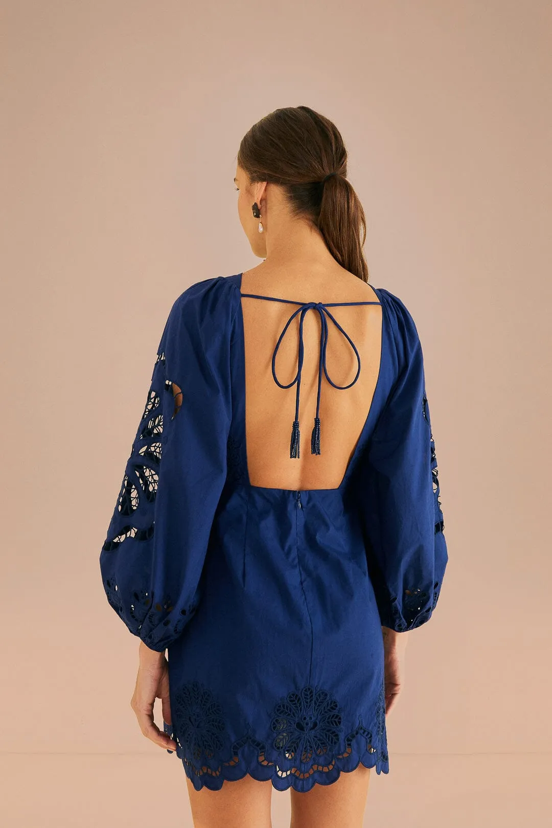 Navy Blue Flowery Richelieu Mini Dress sold by FARM Rio product image thumbnail 4