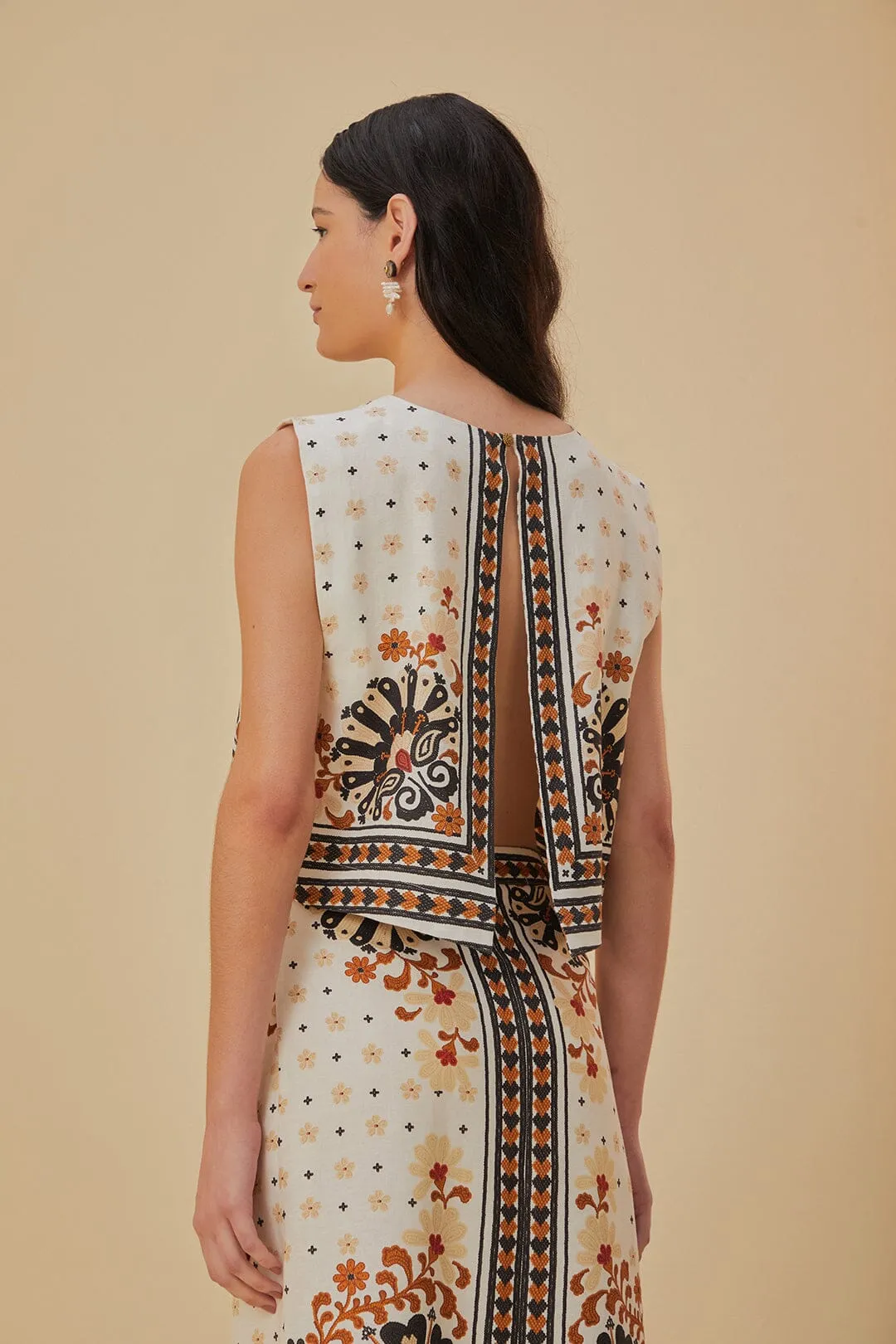 Flower Fan Tapestry Off-White Cropped sold by FARM Rio product image thumbnail 4