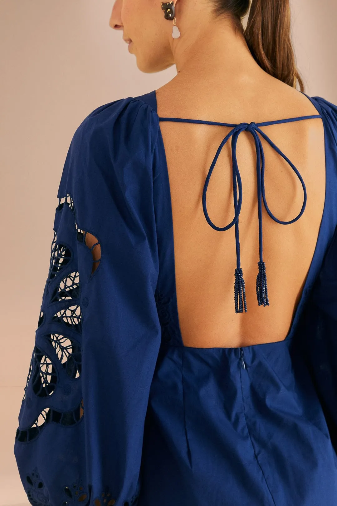 Navy Blue Flowery Richelieu Mini Dress sold by FARM Rio product image thumbnail 5