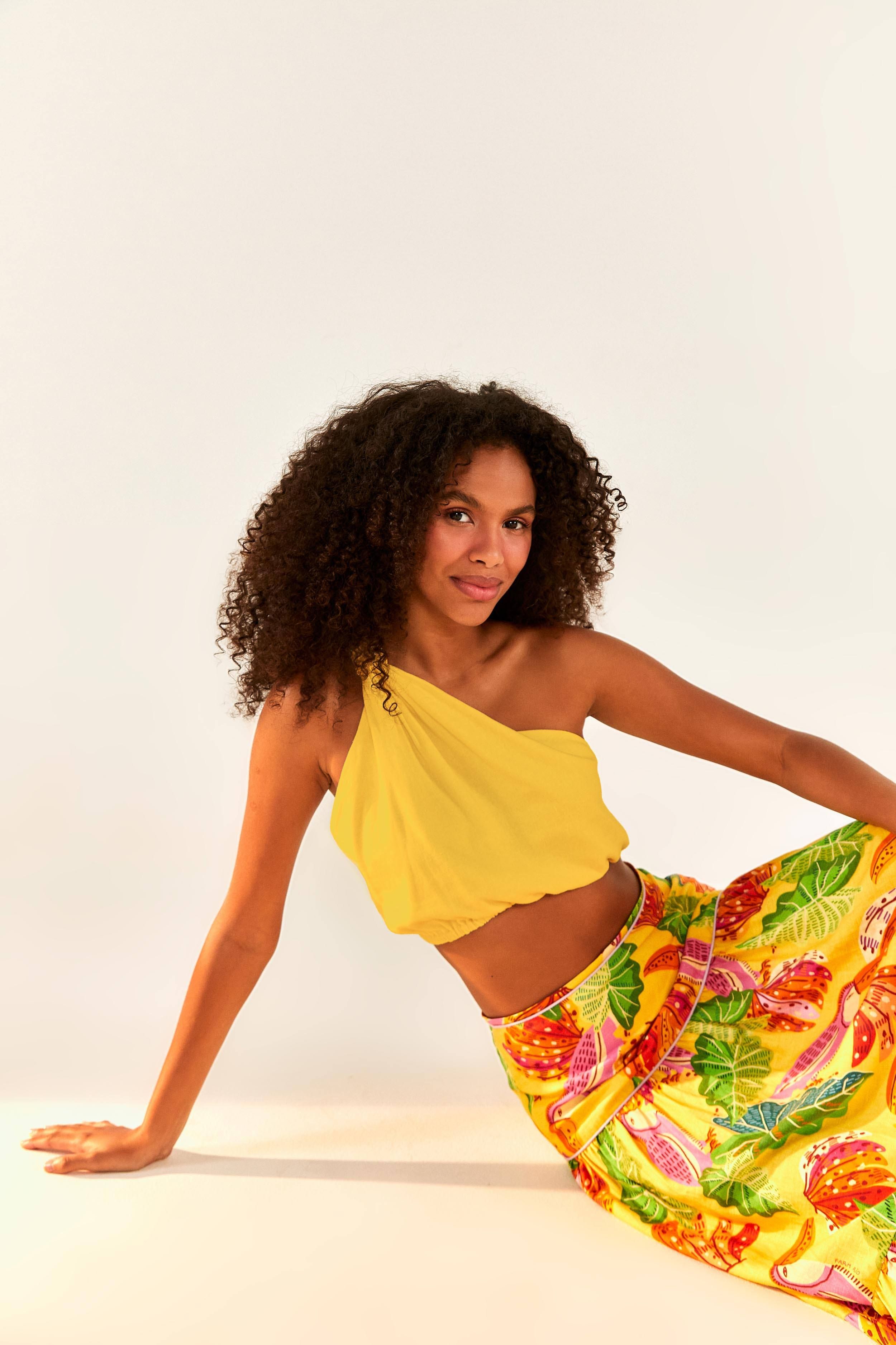 YELLOW KNOT CROP TOP sold by FARM Rio