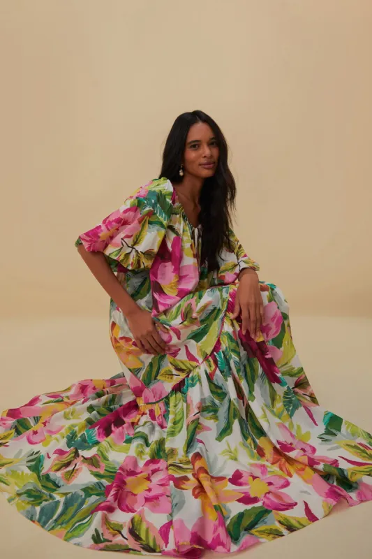 Off-White Painted Flowers Maxi Dress sold by FARM Rio