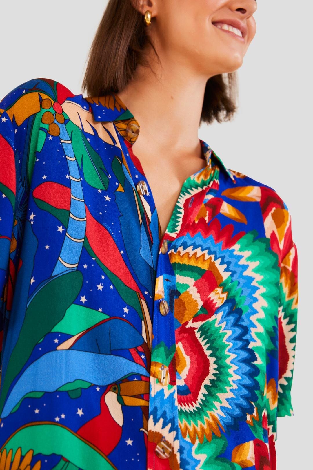 Mixed Blue Prints Unisex Shirt sold by FARM Rio product image thumbnail 4