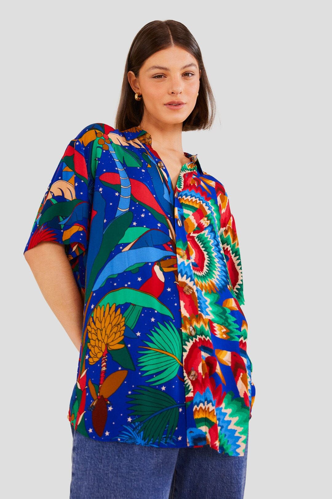 Mixed Blue Prints Unisex Shirt sold by FARM Rio