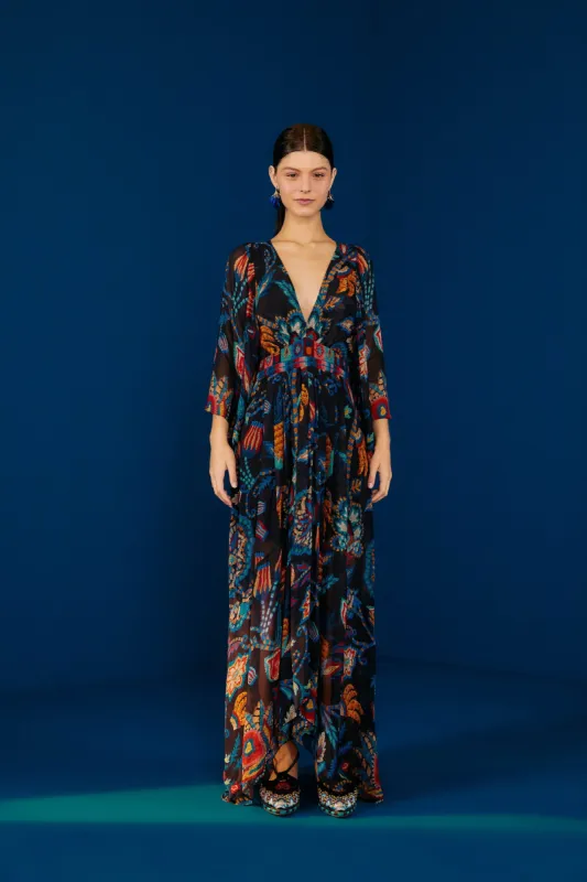 Black Sunset Tapestry Kaftan Dress sold by FARM Rio