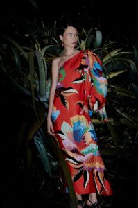Red Lucy One Shoulder Maxi Dress sold by FARM Rio