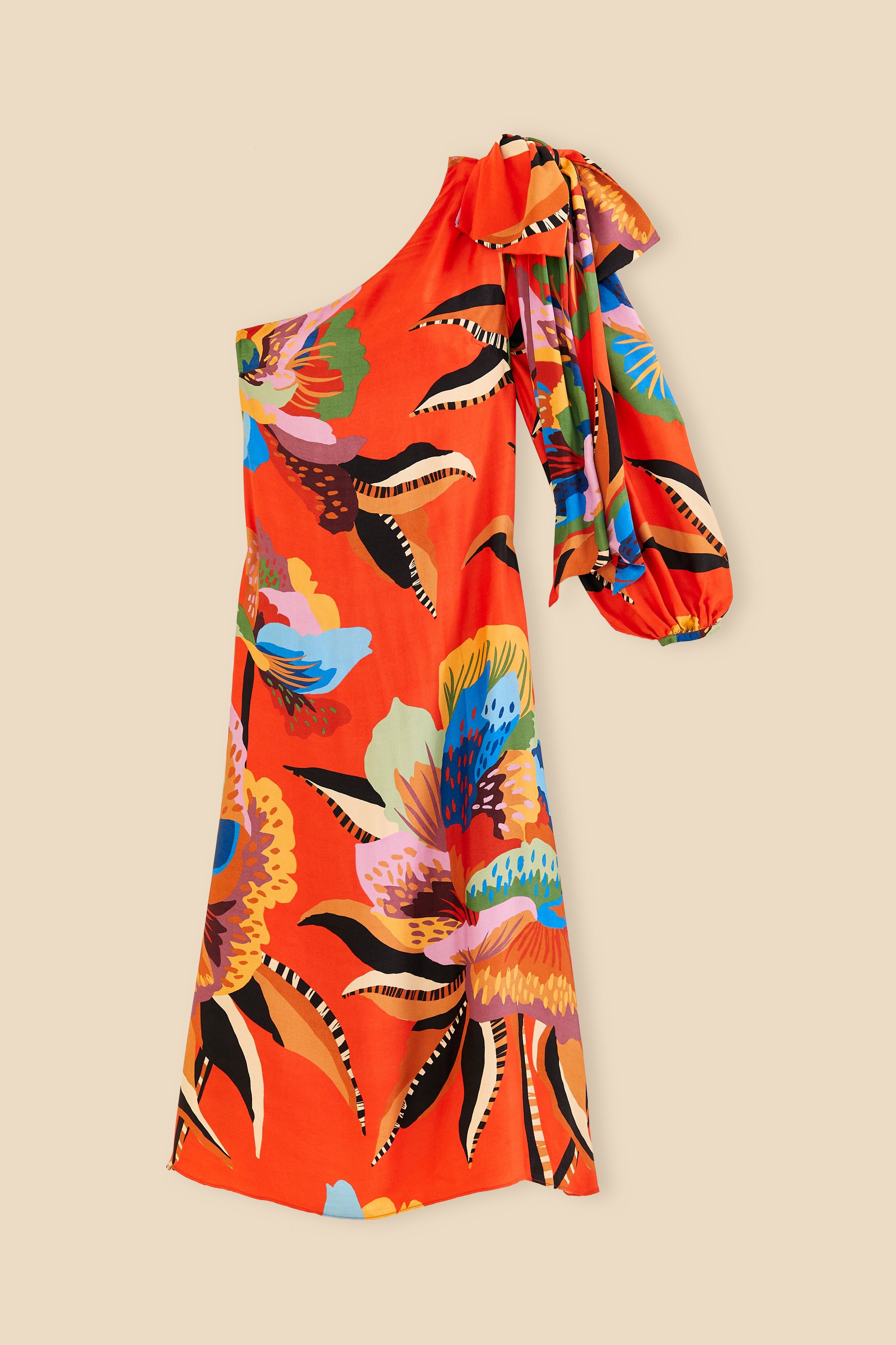 Red Lucy One Shoulder Maxi Dress sold by FARM Rio product image thumbnail 3