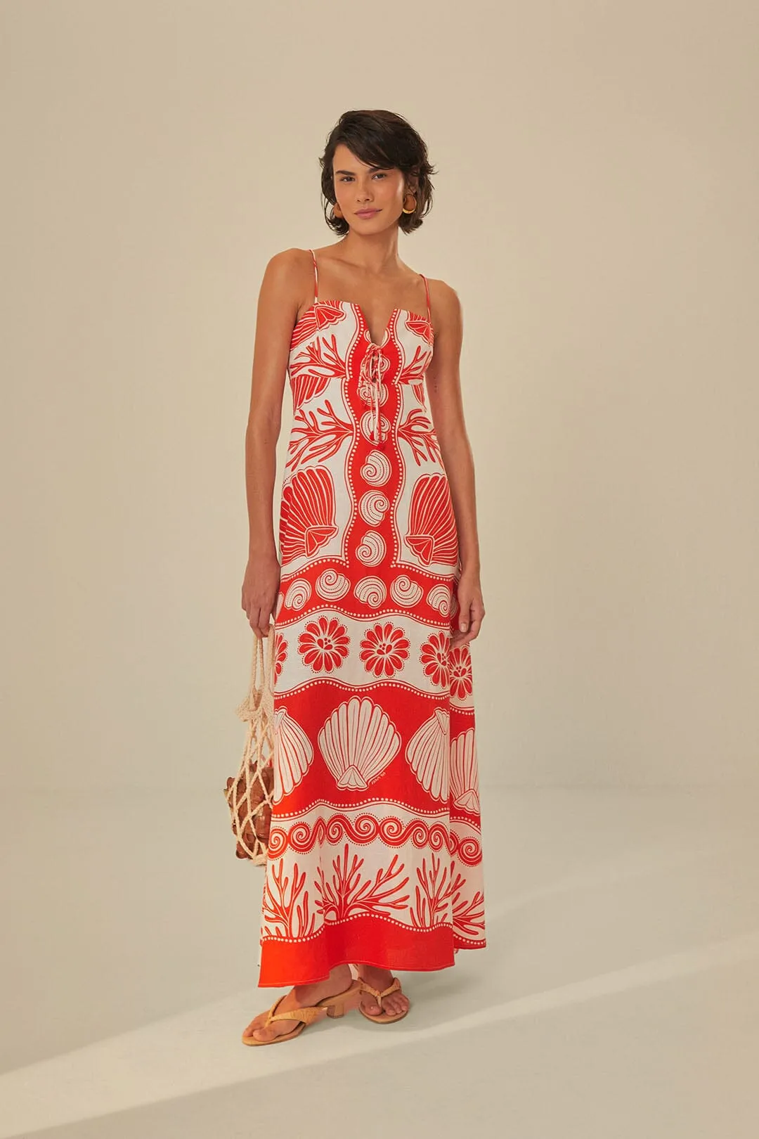 White Ainika Shell LENZING™ ECOVERO™ Euroflax™ Maxi Dress sold by FARM Rio