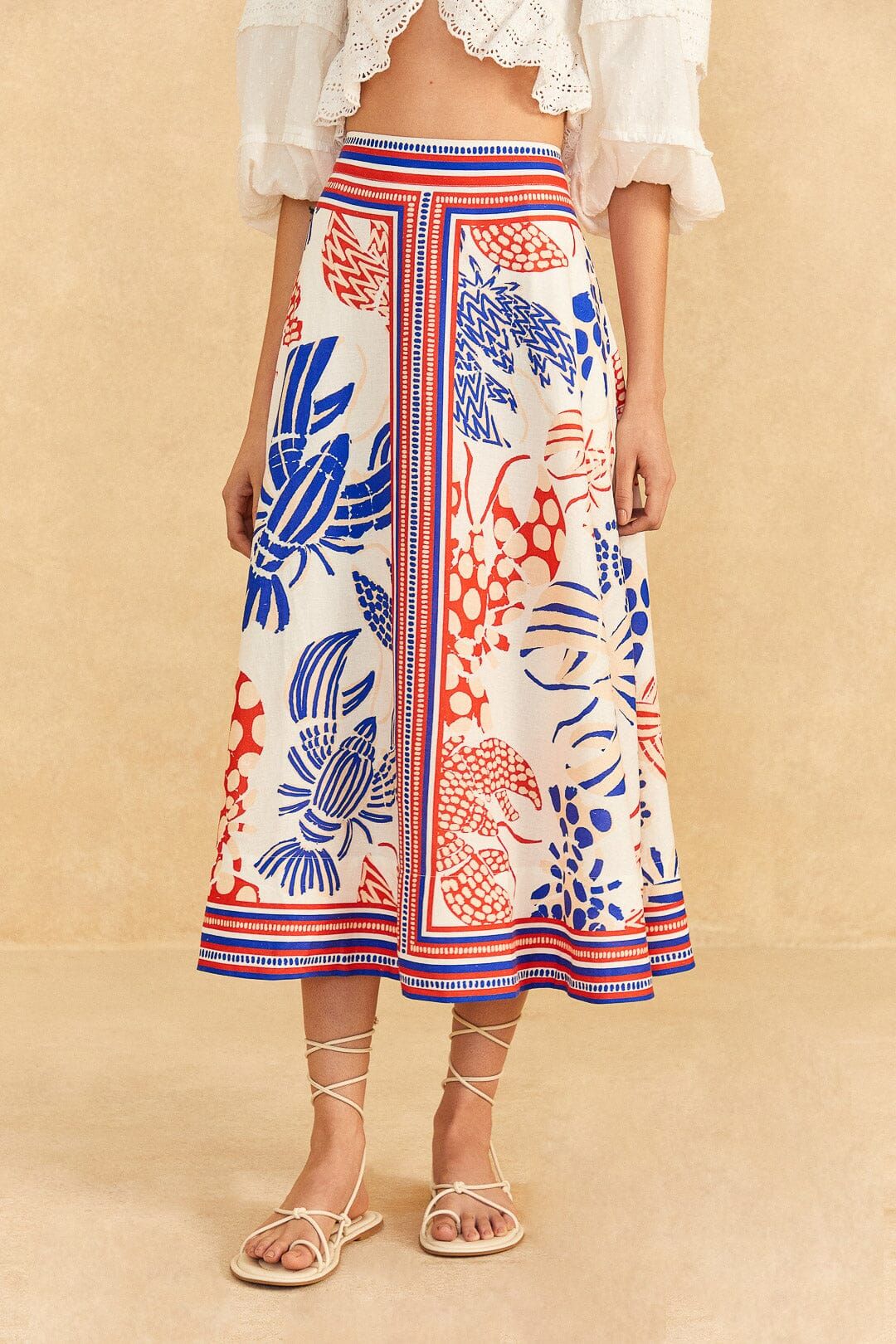 Off-White Mixed Lobsters Midi Skirt sold by FARM Rio product image thumbnail 3