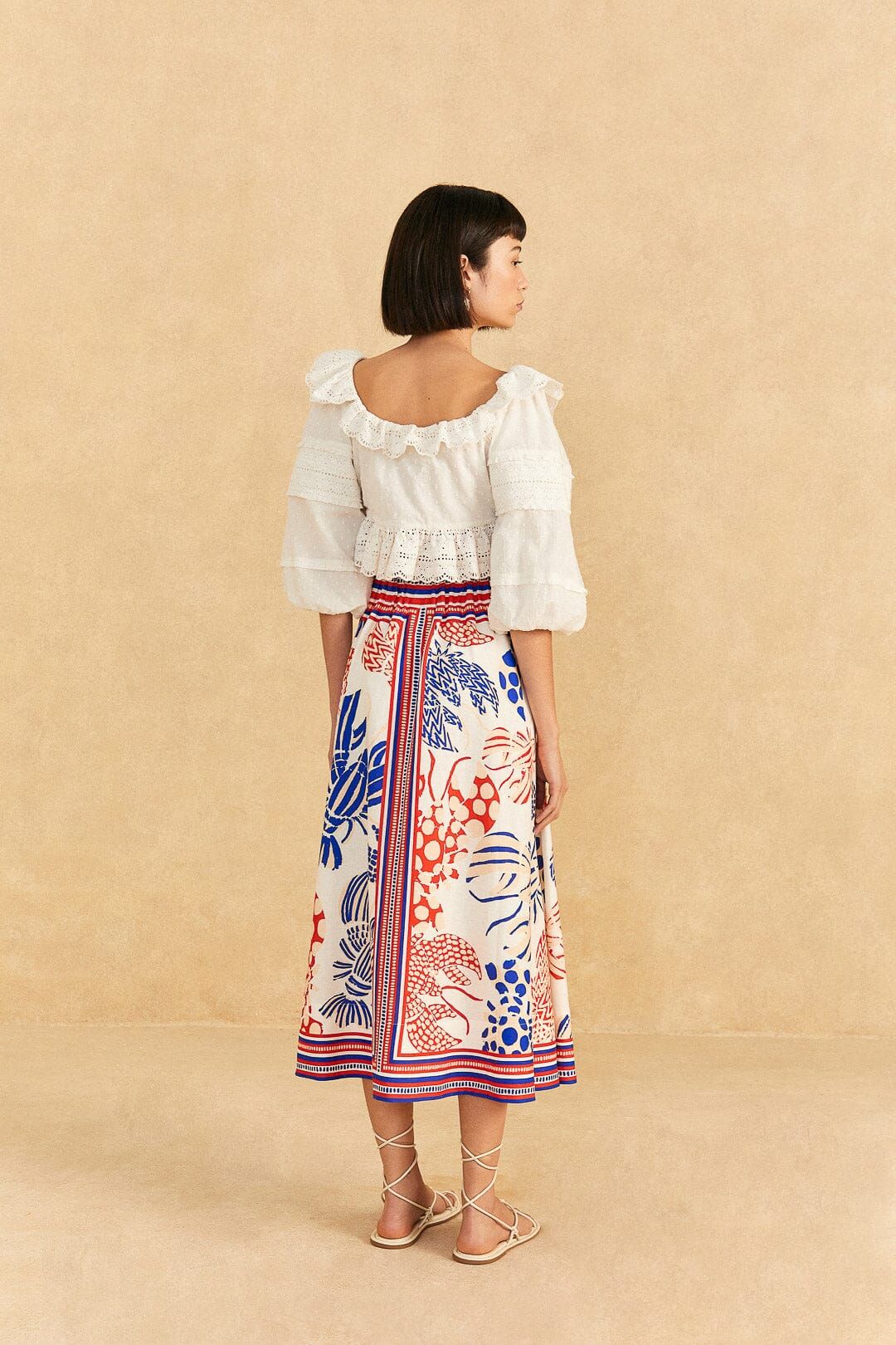 Off-White Mixed Lobsters Midi Skirt sold by FARM Rio product image thumbnail 4