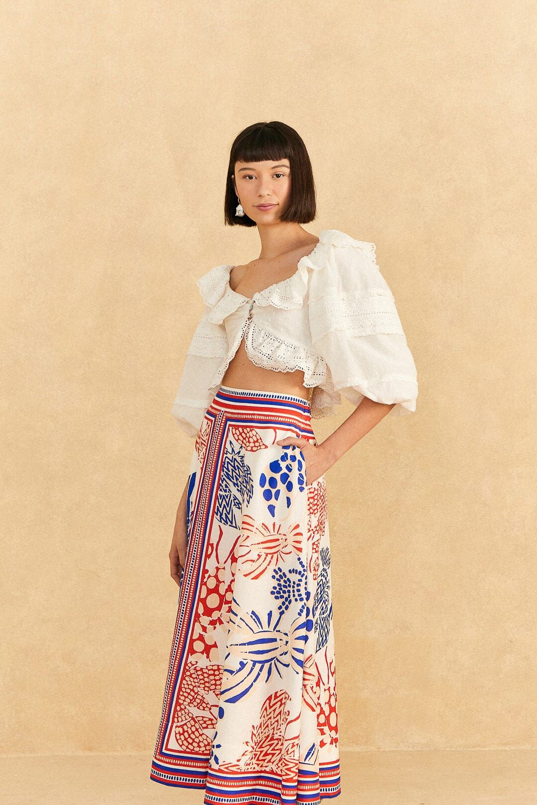 Off-White Mixed Lobsters Midi Skirt sold by FARM Rio product image thumbnail 2