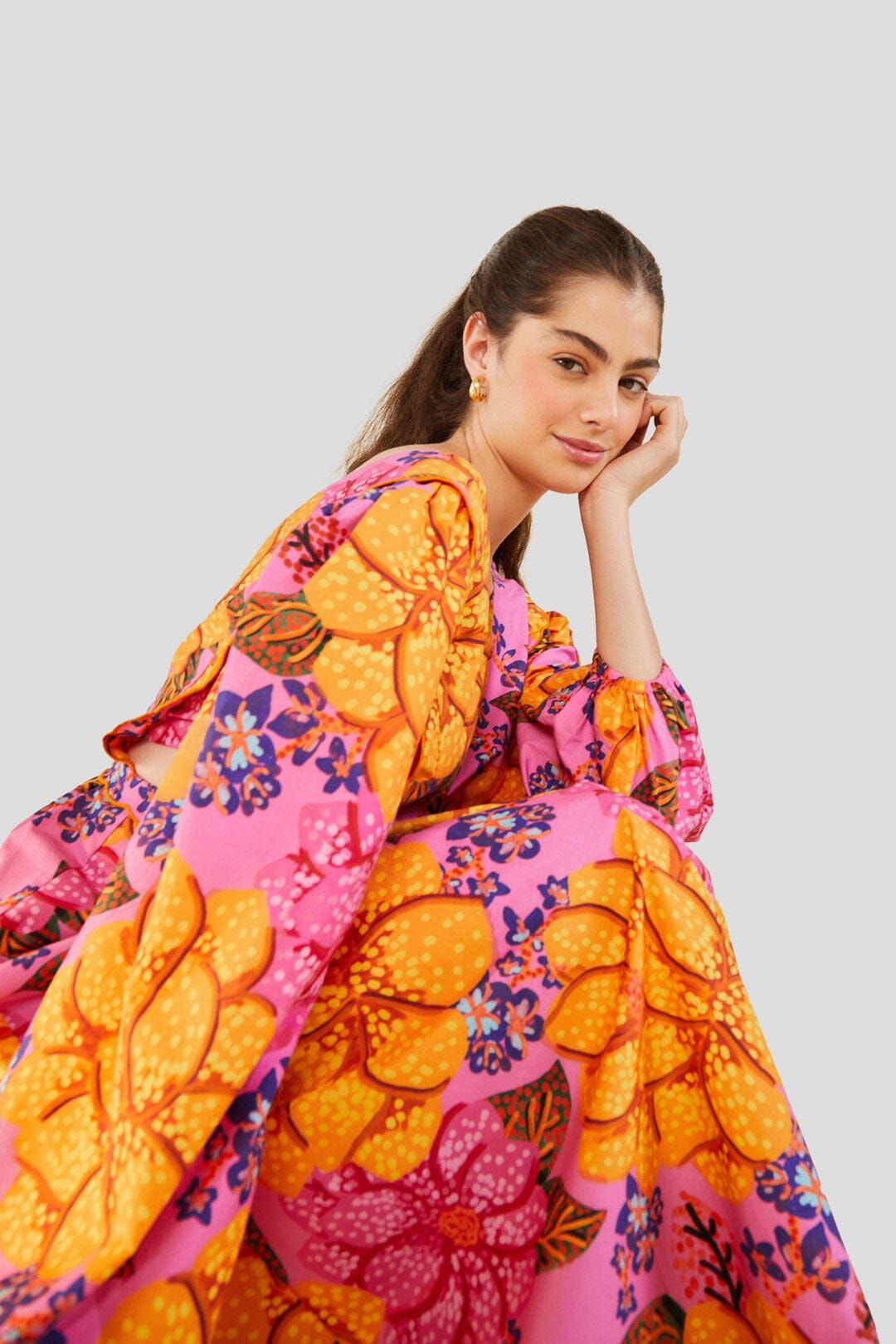 Flowers Garden Organic Cotton Midi Dress sold by FARM Rio product image thumbnail 3