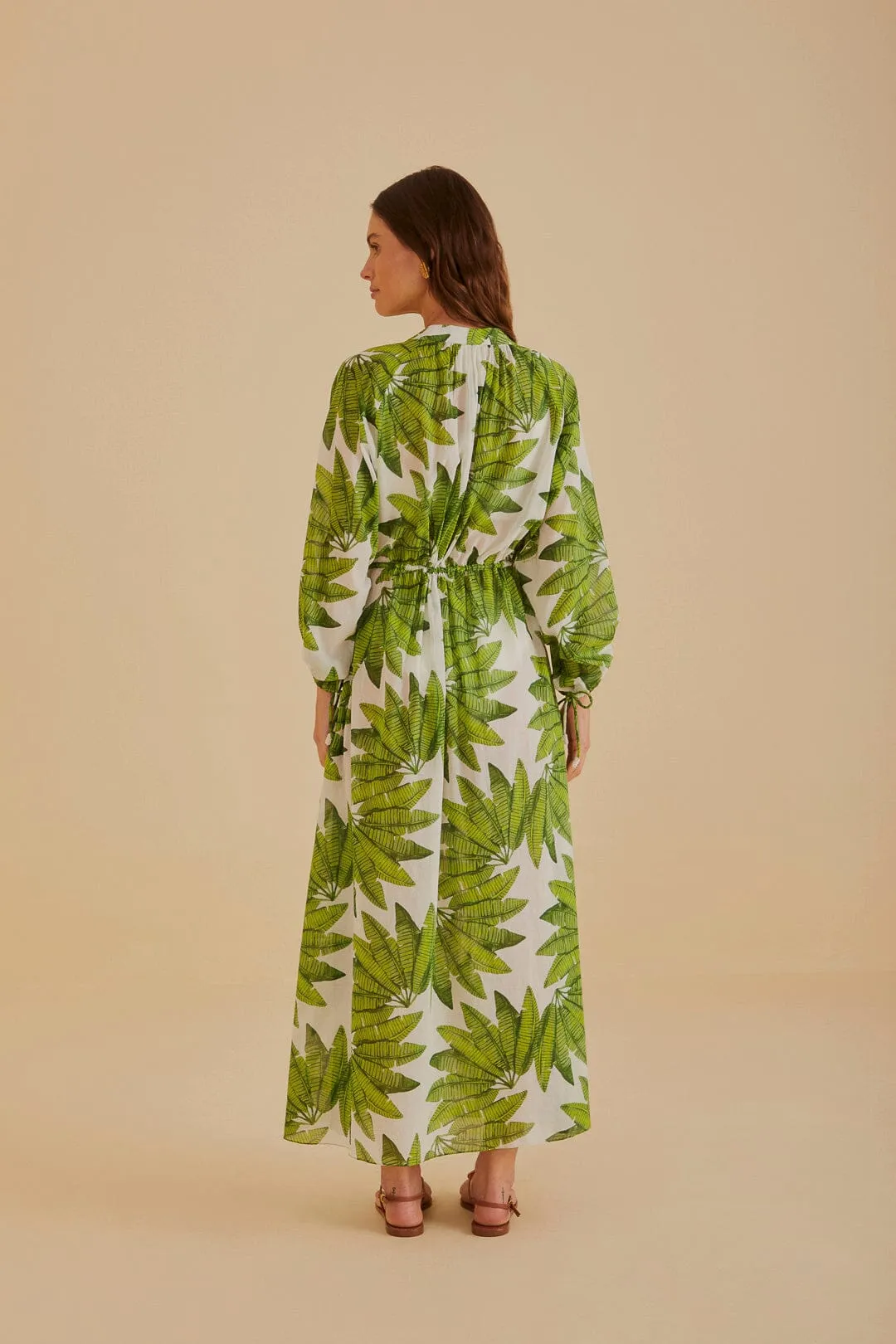 Off-White Palm Fan Maxi Dress sold by FARM Rio product image thumbnail 4