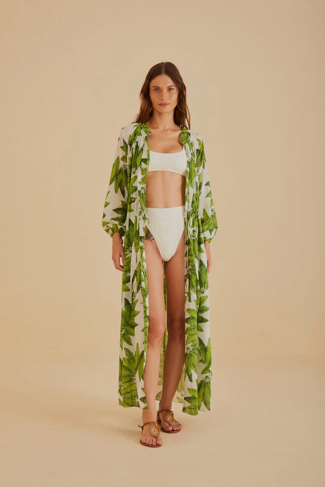 Off-White Palm Fan Maxi Dress sold by FARM Rio product image thumbnail 2