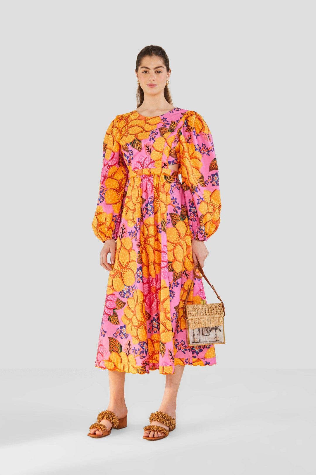 Flowers Garden Organic Cotton Midi Dress sold by FARM Rio product image thumbnail 4