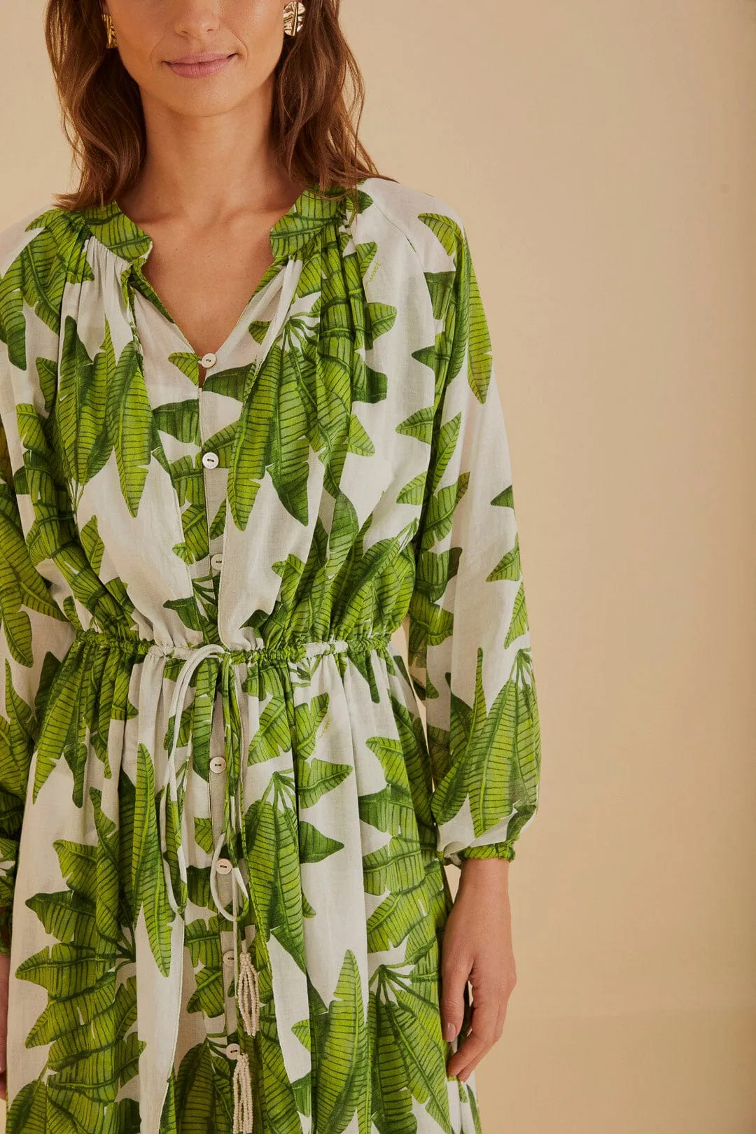 Off-White Palm Fan Maxi Dress sold by FARM Rio product image thumbnail 5