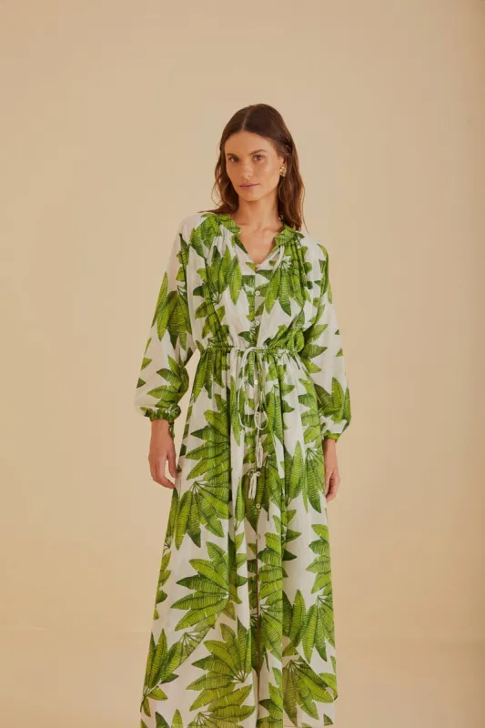 Off-White Palm Fan Maxi Dress sold by FARM Rio