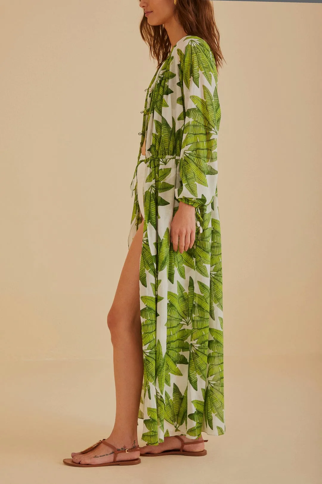 Off-White Palm Fan Maxi Dress sold by FARM Rio product image thumbnail 3
