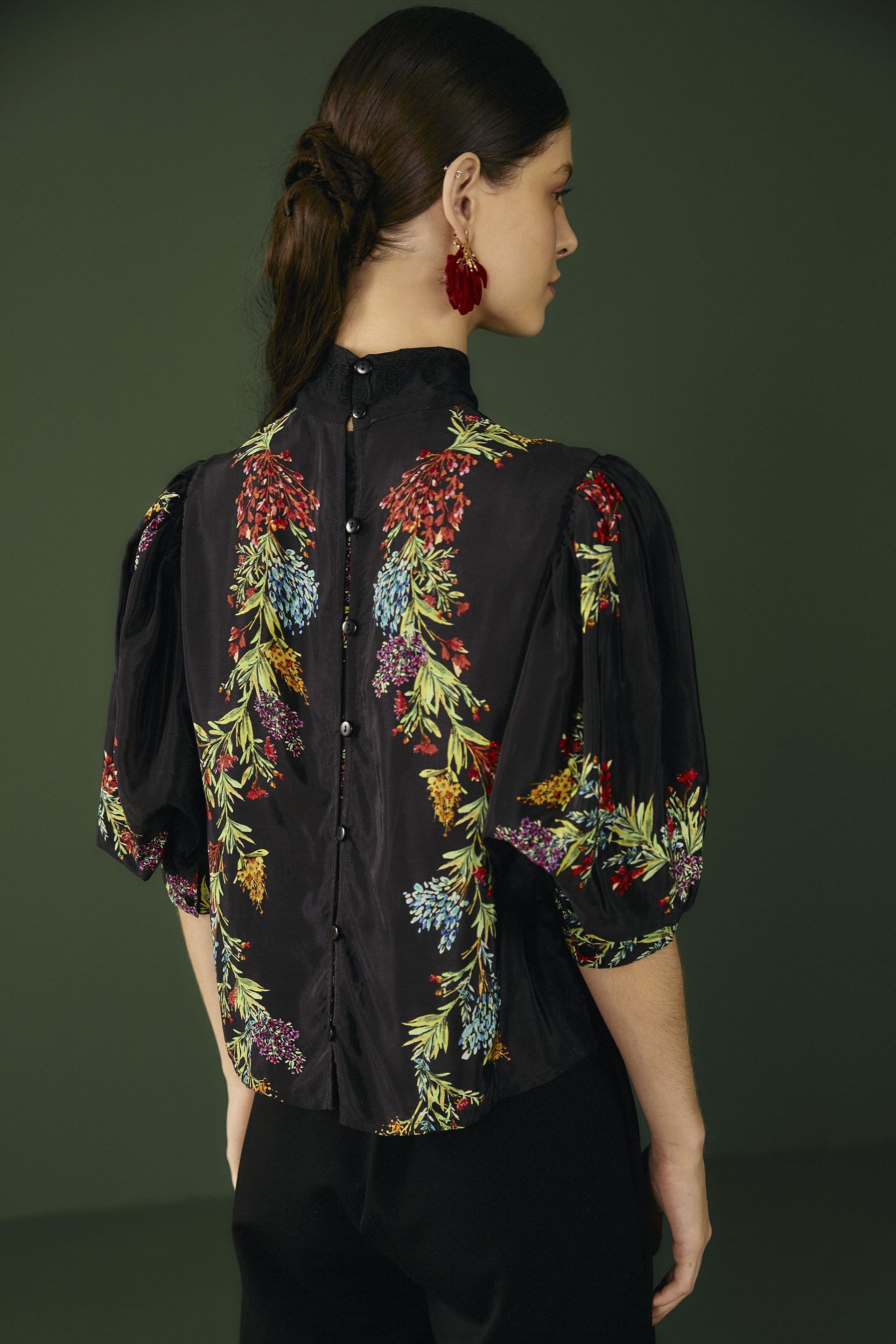 Black Louise Floral Blouse sold by FARM Rio product image thumbnail 2
