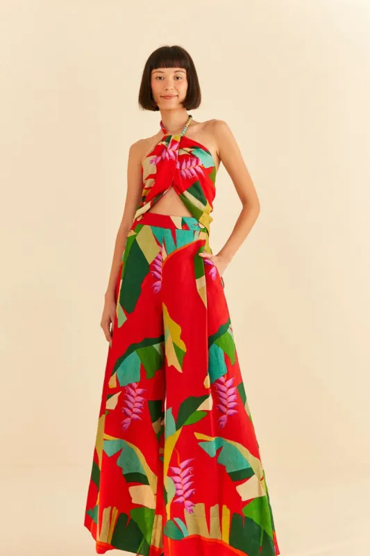 Red Heliconia Pants sold by FARM Rio