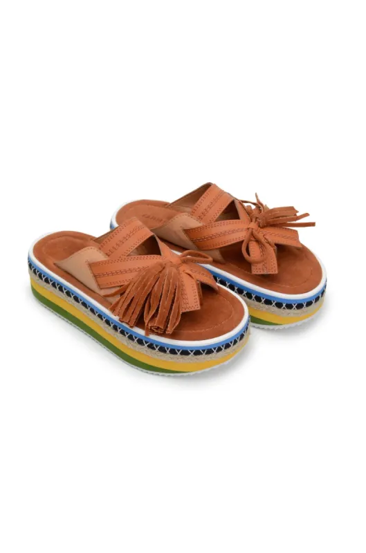 Rust Tassel Flatform Sandal sold by FARM Rio