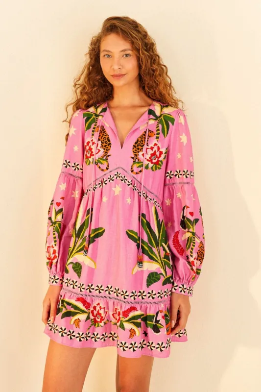 Pink Leopard Forest Mini Dress sold by FARM Rio